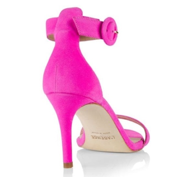 L'AGENCE Gisele III Suede Ankle Strap Sandals Hot Pink Size EU 37 - Picture 3 of 9